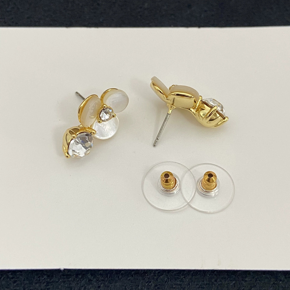 Kate SPADE Mini Shell Rhinestone Metal Flower Earrings - Picture 2 of 6